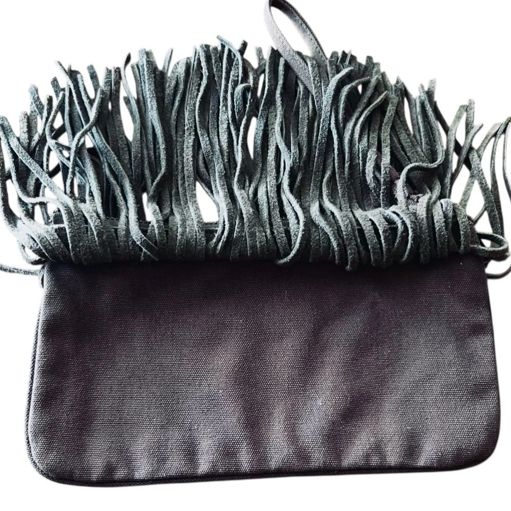 American Eagle Outfitters Fringe Suede Wristlet - Olive Green